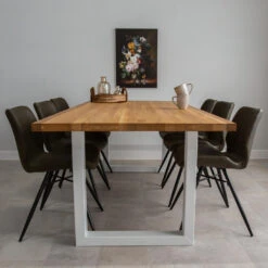 Eettafel Rover Eikenhout 200x100 U-poot Wit - 200x100x76 Cm - Eikenhout - Bruin -Woonmeubelwinkel 00e87faf400744bb9595d24b5a054823