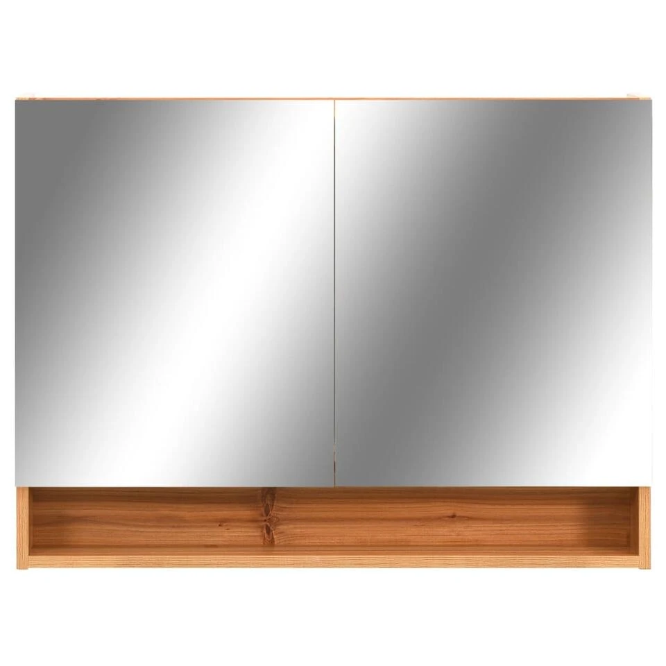 VidaXL Badkamerspiegelkast LED 80x15x60 Cm MDF Eikenkleurig 4 VidaXL Badkamerspiegelkast LED 80x15x60 Cm MDF Eikenkleurig - Afbeelding 4