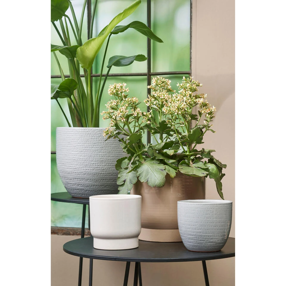 Mica Decorations Plantenpot - Terracotta - Lichtgrijs - D24/H22 Cm 2 Mica Decorations Plantenpot - Terracotta - Lichtgrijs - D24/H22 Cm - Afbeelding 2