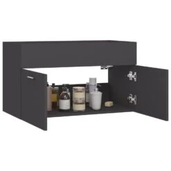 VidaXL Wastafelkast 80x38,5x46 Cm Spaanplaat Grijs -Woonmeubelwinkel 0a4e646f0a9a4fa994ba28453a12a8e9