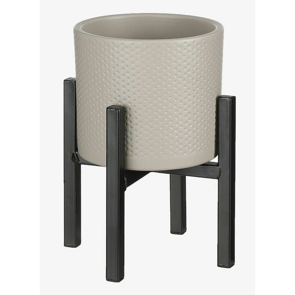 Mica Decorations Bloempot - Taupe - Relief - Keramiek - 23 X 21 Cm 3 Mica Decorations Bloempot - Taupe - Relief - Keramiek - 23 X 21 Cm - Afbeelding 3