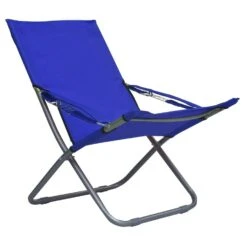 VidaXL Strandstoelen 2 St Inklapbaar Stof Blauw -Woonmeubelwinkel 1000009662 0102