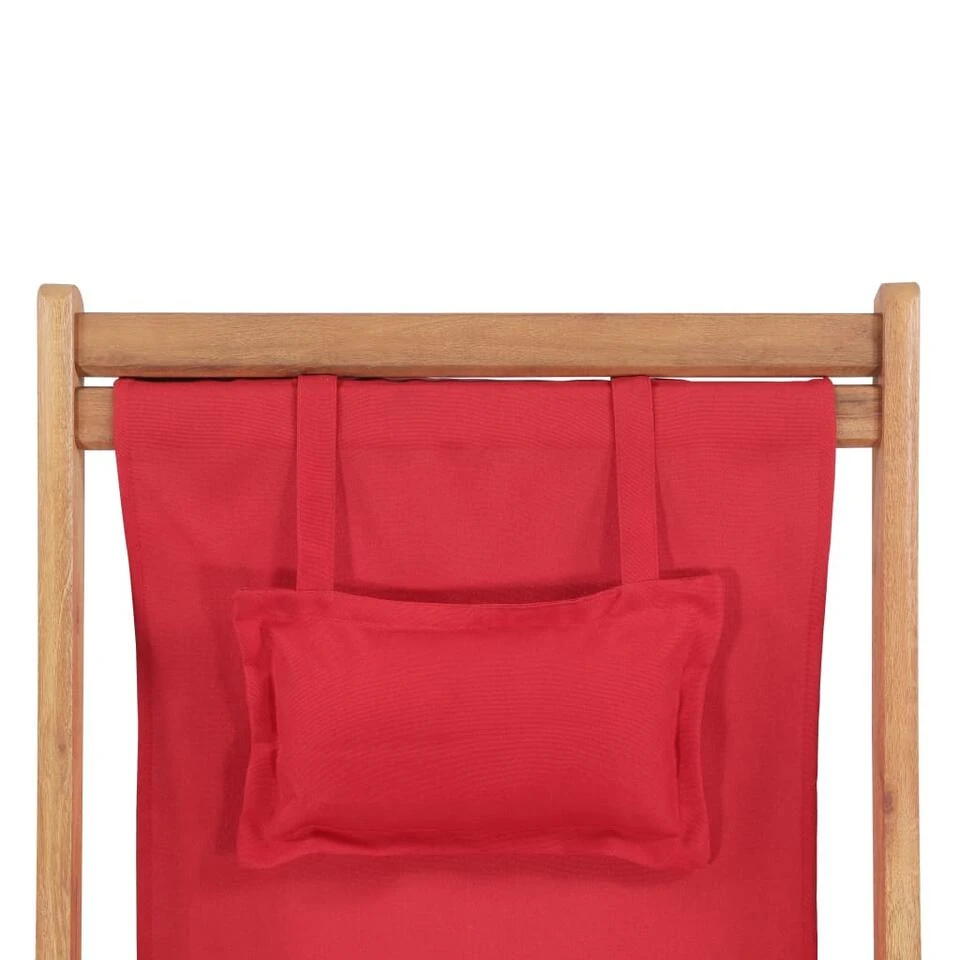 VidaXL Strandstoel Inklapbaar Stof En Houten Frame Rood 2 VidaXL Strandstoel Inklapbaar Stof En Houten Frame Rood - Afbeelding 2