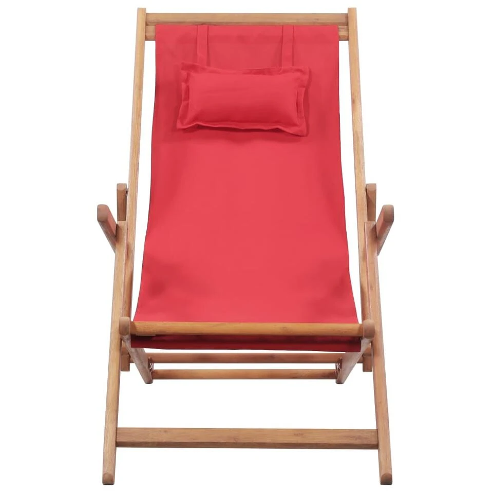 VidaXL Strandstoel Inklapbaar Stof En Houten Frame Rood 3 VidaXL Strandstoel Inklapbaar Stof En Houten Frame Rood - Afbeelding 3