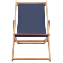 VidaXL Strandstoel Inklapbaar Stof En Houten Frame Blauw -Woonmeubelwinkel 1000009667 0102