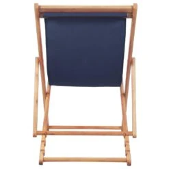 VidaXL Strandstoel Inklapbaar Stof En Houten Frame Blauw -Woonmeubelwinkel 1000009667 0103