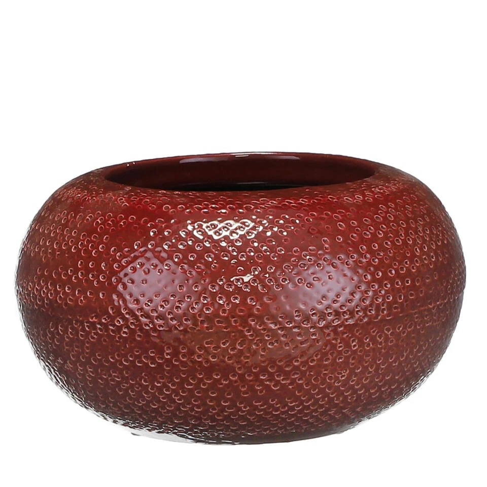 Mica Decorations Bloempot - Schaal - Rood - Geribbeld - 23 X 13 Cm 1 Mica Decorations Bloempot - Schaal - Rood - Geribbeld - 23 X 13 Cm