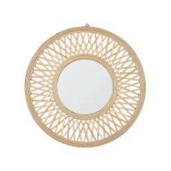 Beliani Wandspiegel BACATA - Lichte Houtkleur Bamboehout