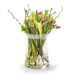 Merkloos Bellatio Design Vaas - Trechter Vorm - Transparant - Glas - 19 X 25 Cm -Woonmeubelwinkel 1000011397 0102