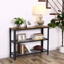 O'DADDY® Wandtafel - Sidetable Industrieel - XXL - 101,5x35x80 - Bruin -Woonmeubelwinkel 1000012540 0110