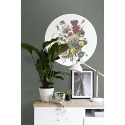 ESTAhome Zelfklevende Behangcirkel - Boeket - Groen, Roze En Geel - Ø 70 Cm -Woonmeubelwinkel 1000013351 0102