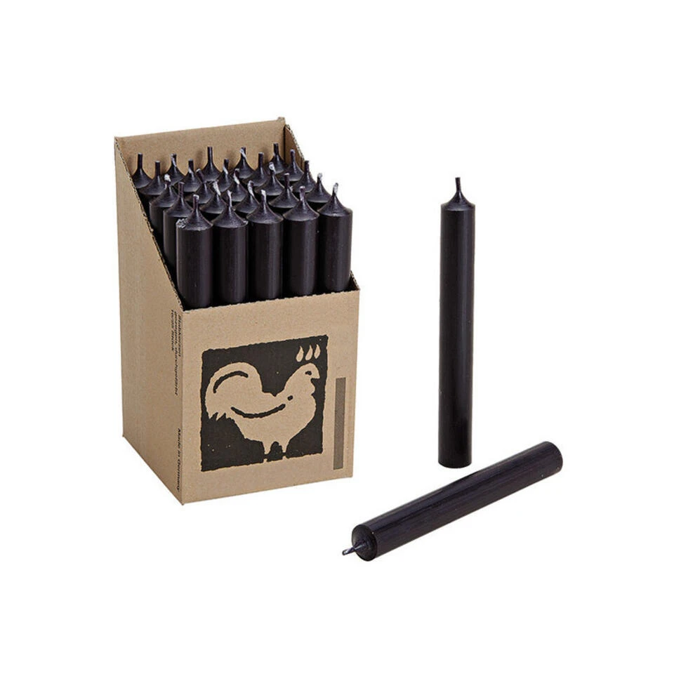 Merkloos Dinerkaarsen - 25 Stuks - Zwart - 7 Tot 8 Branduren - 18 Cm 1 Merkloos Dinerkaarsen - 25 Stuks - Zwart - 7 Tot 8 Branduren - 18 Cm