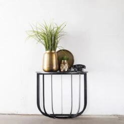 Giga Meubel Sidetable Zwart Marmer - 90x45x80cm - Sidetable Mauro