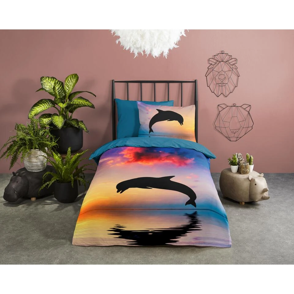 Good Morning Dekbedovertrek "Dolphin" - Multi - (140x220 Cm) 2 Good Morning Dekbedovertrek "Dolphin" - Multi - (140x220 Cm) - Afbeelding 2