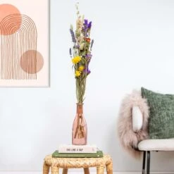 Droogboeket Incl. Vaas – Meerkleurig – ↕55 CM -Woonmeubelwinkel 1000041317 0103