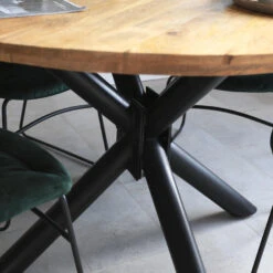 Ronde Eettafel Denver Industrieel Ø130 Cm - 130x130x77 Cm - Mangohout - Bruin -Woonmeubelwinkel 1000041732 0102