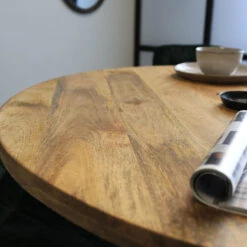 Ronde Eettafel Denver Industrieel Ø130 Cm - 130x130x77 Cm - Mangohout - Bruin -Woonmeubelwinkel 1000041732 0103