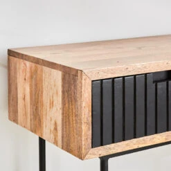 Industriële Sidetable Felix 3 Lades Zwart Mangohout 40x135x80 Cm Mangohout -Woonmeubelwinkel 1000042341 0103