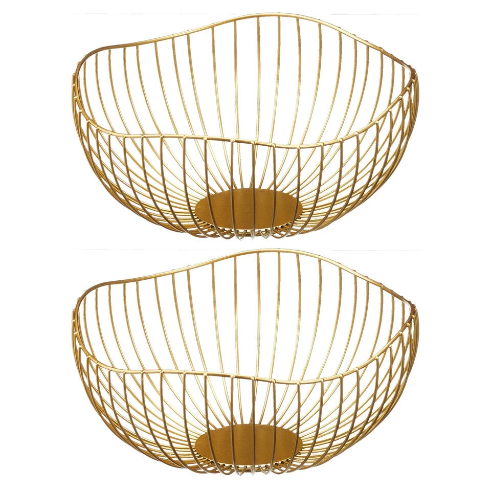Cepewa Fruitmand - Goud - Metaal - Rond - 25 X 12 Cm 2 Cepewa Fruitmand - Goud - Metaal - Rond - 25 X 12 Cm - Afbeelding 2