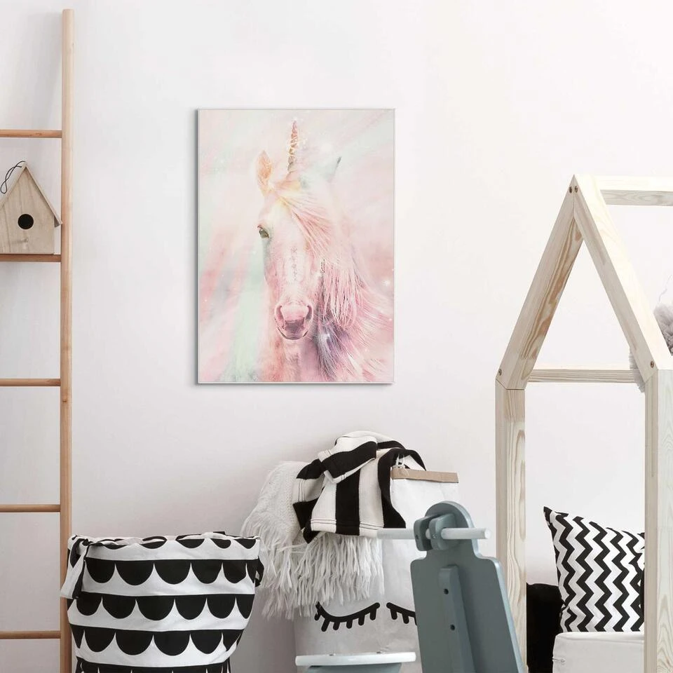 Schilderij Magische Eenhoorn 70x50 Cm Roze 2 Schilderij Magische Eenhoorn 70x50 Cm Roze - Afbeelding 2