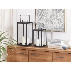 Beliani Windlichtzuilen LEPAR - Zwart Ijzer -Woonmeubelwinkel 1000042807 0103