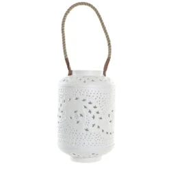 Items Lantaarn - Metaal - Wit - Met Touw - 31 Cm