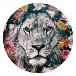 Plexiglasschilderij Leeuw II Ø 50 Cm Bont