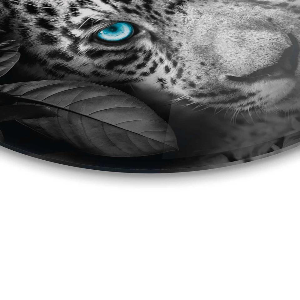 Plexiglasschilderij Luipaard Ø 50 Cm Zwart-Wit 4 Plexiglasschilderij Luipaard Ø 50 Cm Zwart-Wit - Afbeelding 4