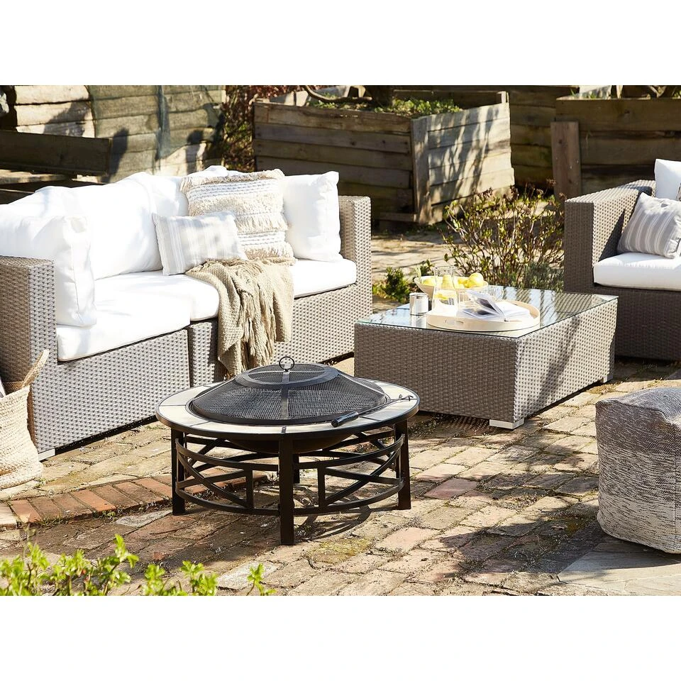 Beliani Vuurkorf Voor Hout HIERRO - Beige Staal 2 Beliani Vuurkorf Voor Hout HIERRO - Beige Staal - Afbeelding 2