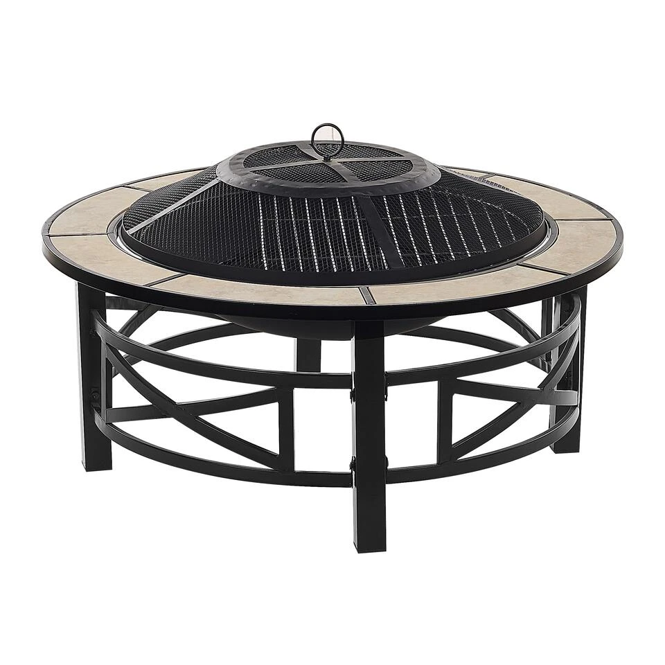 Beliani Vuurkorf Voor Hout HIERRO - Beige Staal 1 Beliani Vuurkorf Voor Hout HIERRO - Beige Staal