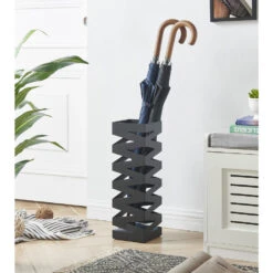 ACAZA Metalen Paraplubak, Met Waterbakje En Anti-Kras Kussentjes, Zwart -Woonmeubelwinkel 1000048233 0102