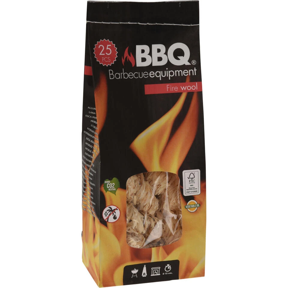 BBQ Collection Aanmaak Houtwol Krullen - 25 Stuks 1 BBQ Collection Aanmaak Houtwol Krullen - 25 Stuks