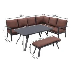 GI Sergio Lounge Dining Set Rechts - Black/Copper - 4-delig -Woonmeubelwinkel 1000053020 0103