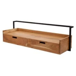 Zwevend Bureau Industrieel Naomi Acaciahout 2 Lades 38x120x37 Cm Hout -Woonmeubelwinkel 1000053568 0103