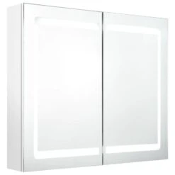 VidaXL Badkamerkast Met Spiegel En LED 80x12x68 Cm Glanzend Wit