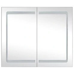 VidaXL Badkamerkast Met Spiegel En LED 80x12,2x68 Cm -Woonmeubelwinkel 1000055829 0103