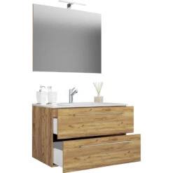Hioshop Badkamer Badinos Mdf - 80 Cm - Bruin