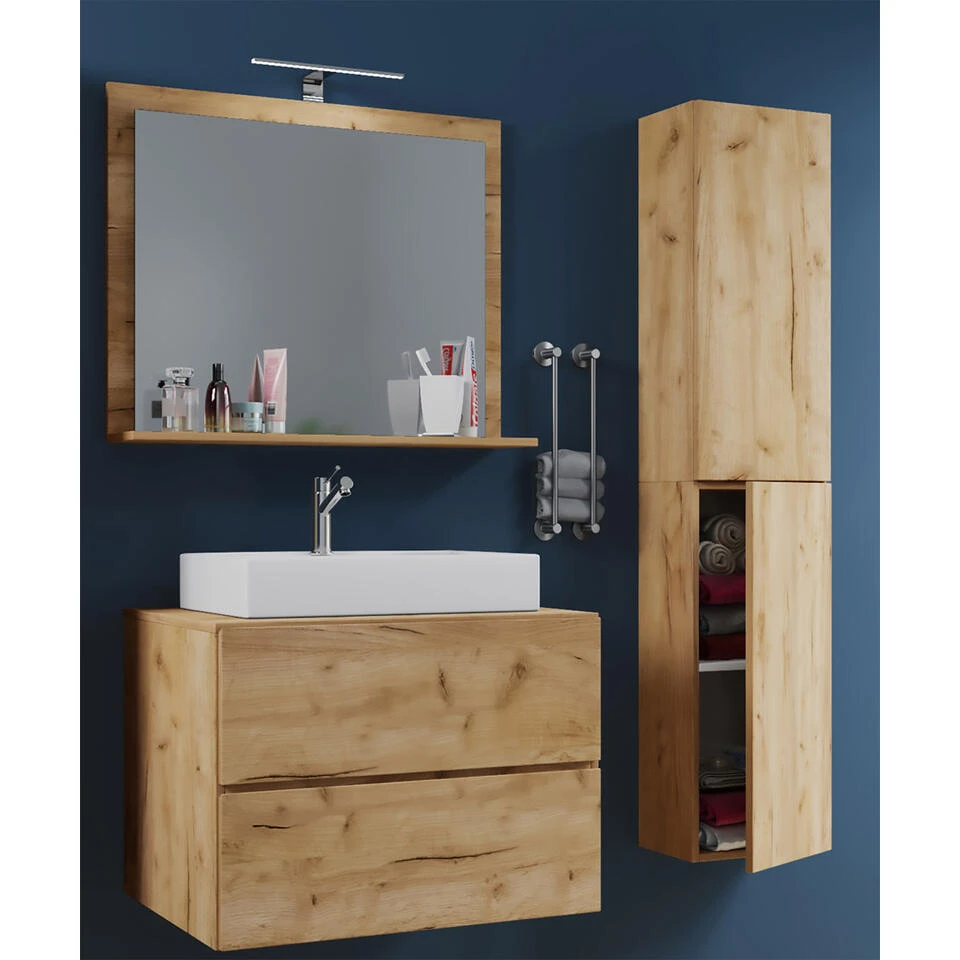 Hioshop Badkamer LendasL Badkamer Mdf - 80 Cm - Bruin 2 Hioshop Badkamer LendasL Badkamer Mdf - 80 Cm - Bruin - Afbeelding 2