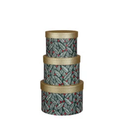 House Of Seasons Opbergdoos - Set Van 3 - H14 X Ø21cm - Groen