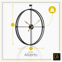 LW Collection Wandklok XL Alberto Zwart Met Gouden Wijzers 80cm 6 LW Collection Wandklok XL Alberto Zwart Met Gouden Wijzers 80cm -Woonmeubelwinkel 1000064275 0102