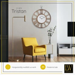 LW Collection Wandklok Tristan Hout 60cm -Woonmeubelwinkel 1000064302 0103