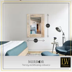 LW Collection Wandspiegel Bruin Vintage Rechthoek 60x80 Cm Hout -Woonmeubelwinkel 1000064373 0102