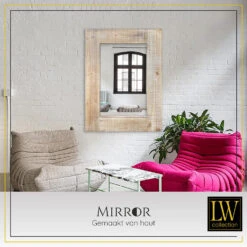 LW Collection Wandspiegel Bruin Vintage Rechthoek 60x80 Cm Hout -Woonmeubelwinkel 1000064373 0103