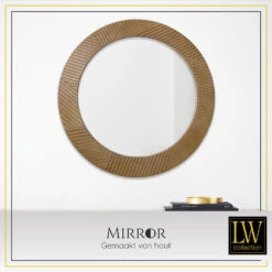 LW Collection Wandspiegel Bruin Rond 60x60 Cm Hout -Woonmeubelwinkel 1000064388 0103