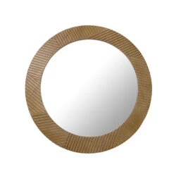 LW Collection Wandspiegel Bruin Rond 60x60 Cm Hout