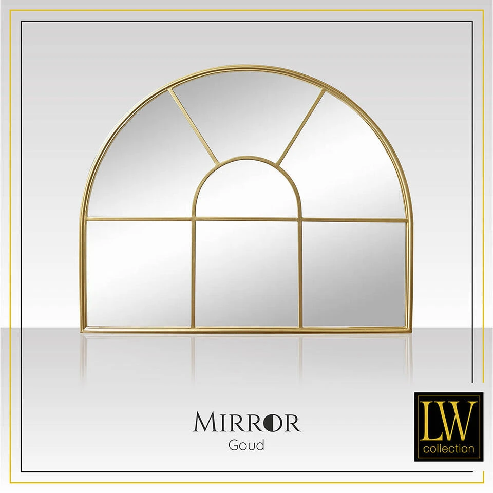 LW Collection Wandspiegel Goud Halfrond 81x66 Cm Metaal 2 LW Collection Wandspiegel Goud Halfrond 81x66 Cm Metaal - Afbeelding 2