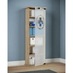 Hioshop Badkamerkast Gusal Mdf - Eiken 5 Hioshop Badkamerkast Gusal Mdf - Eiken -Woonmeubelwinkel 1000064424 0110