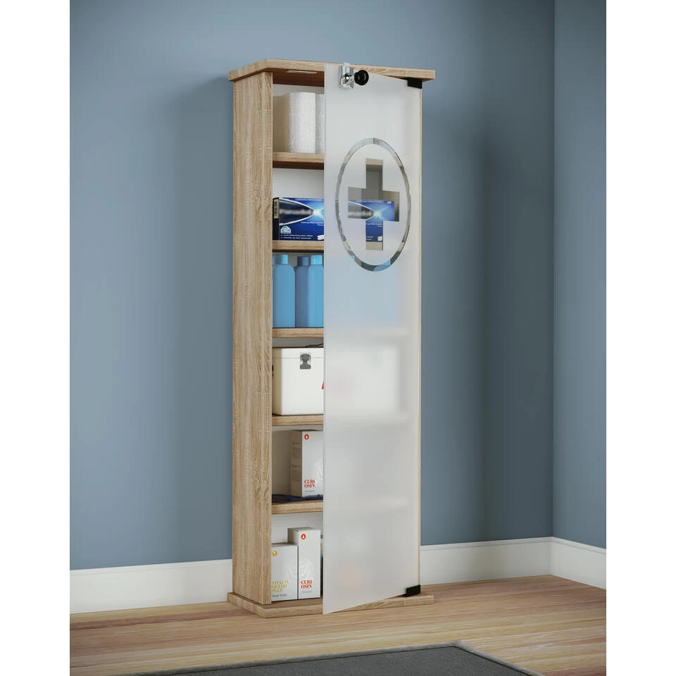 Hioshop Badkamerkast Gusal Mdf - Eiken 3 Hioshop Badkamerkast Gusal Mdf - Eiken - Afbeelding 3