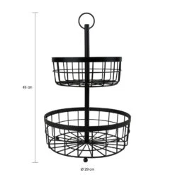 QUVIO Fruitmand 2 Laags - Metaal - Zwart -Woonmeubelwinkel 1000071575 0102