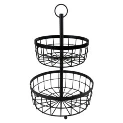 QUVIO Fruitmand 2 Laags - Metaal - Zwart -Woonmeubelwinkel 1000071575 0103